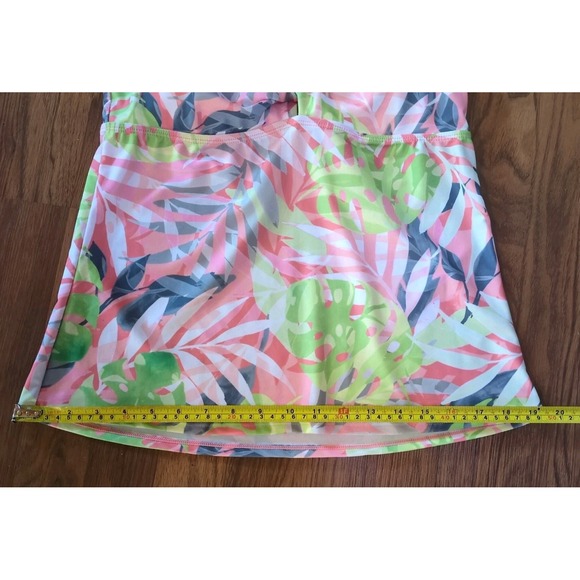New With Tags Ocean + Coast Swim Tankini Top Size M Pink Green Tropical Floral - Picture 8 of 9